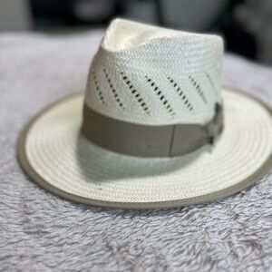 Brixton Cream and Tan Straw Hat + Vacation Hat Bundle